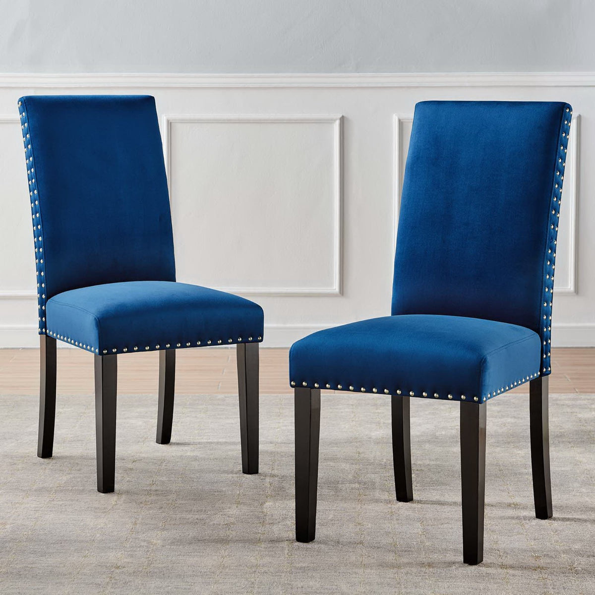 Parcel Performance Velvet Dining Side Chairs Set of 2 - Navy