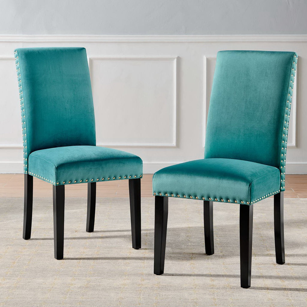 Parcel Performance Velvet Dining Side Chairs Set of 2 - Teal