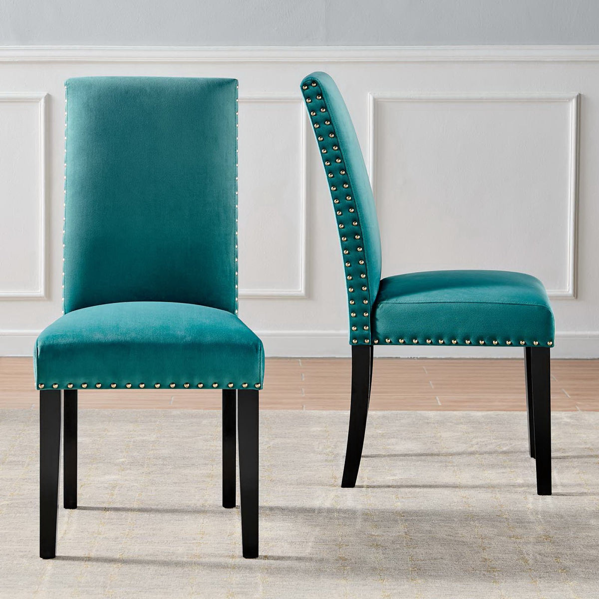 Parcel Performance Velvet Dining Side Chairs Set of 2 - Teal
