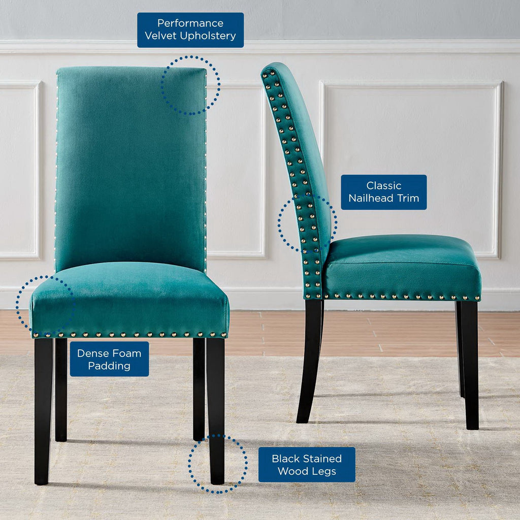 Parcel Performance Velvet Dining Side Chairs Set of 2 - Teal