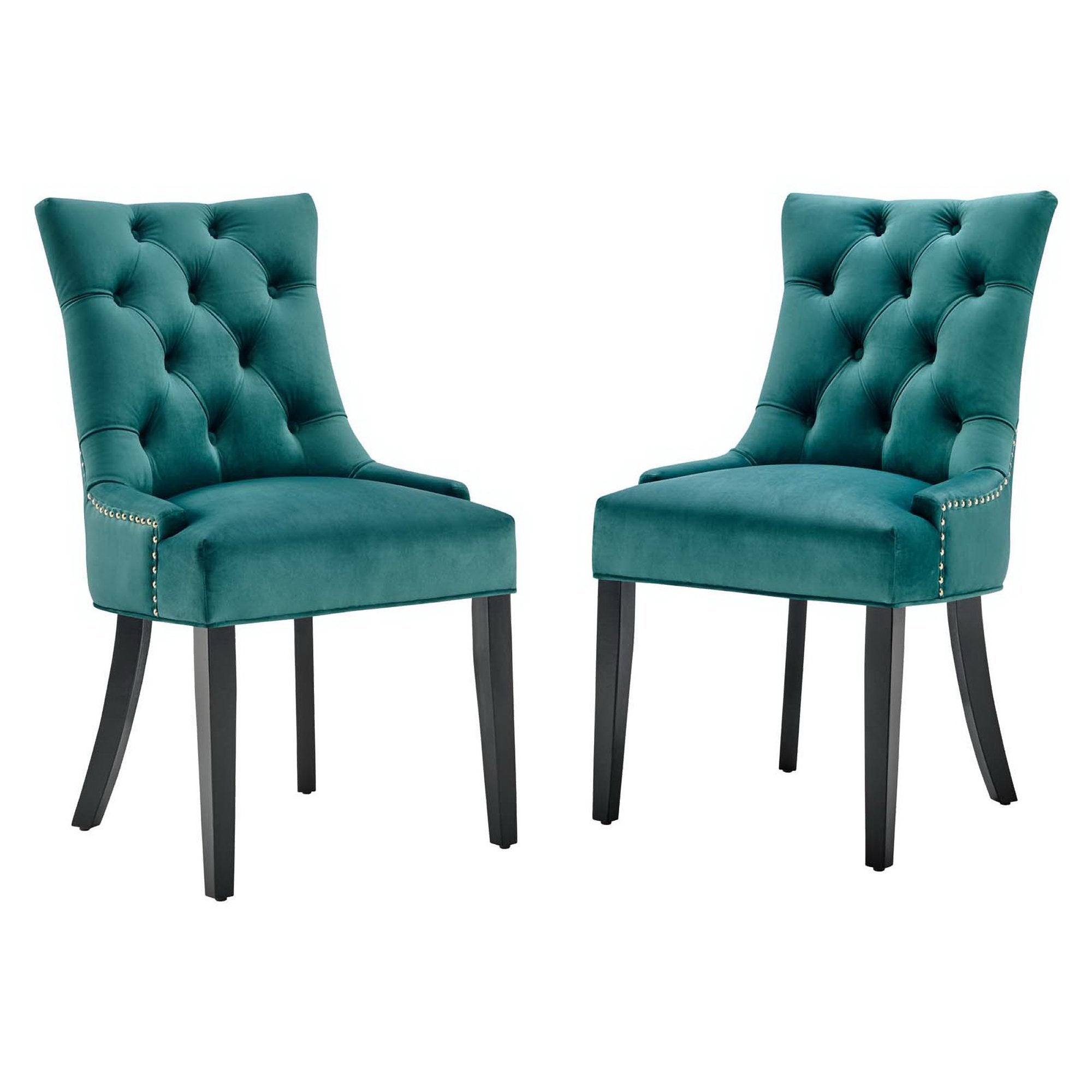 Regent Tufted Performance Velvet Dining Side Chairs Set of 2 - Teal