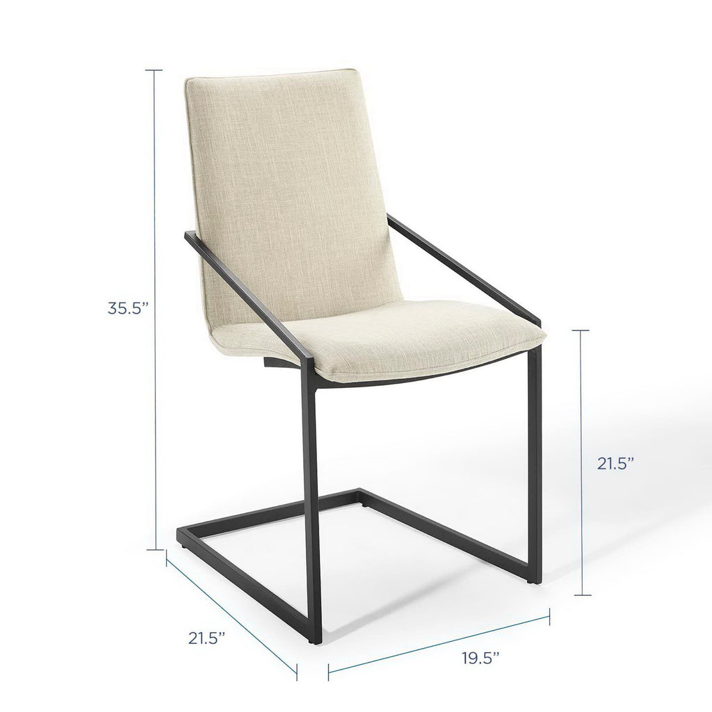 Pitch Upholstered Fabric Dining Armchair - Black Beige