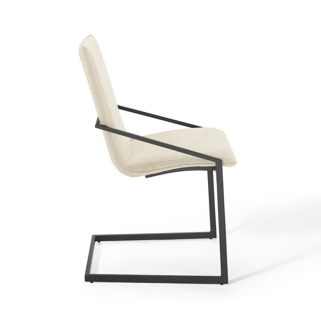 Pitch Upholstered Fabric Dining Armchair - Black Beige