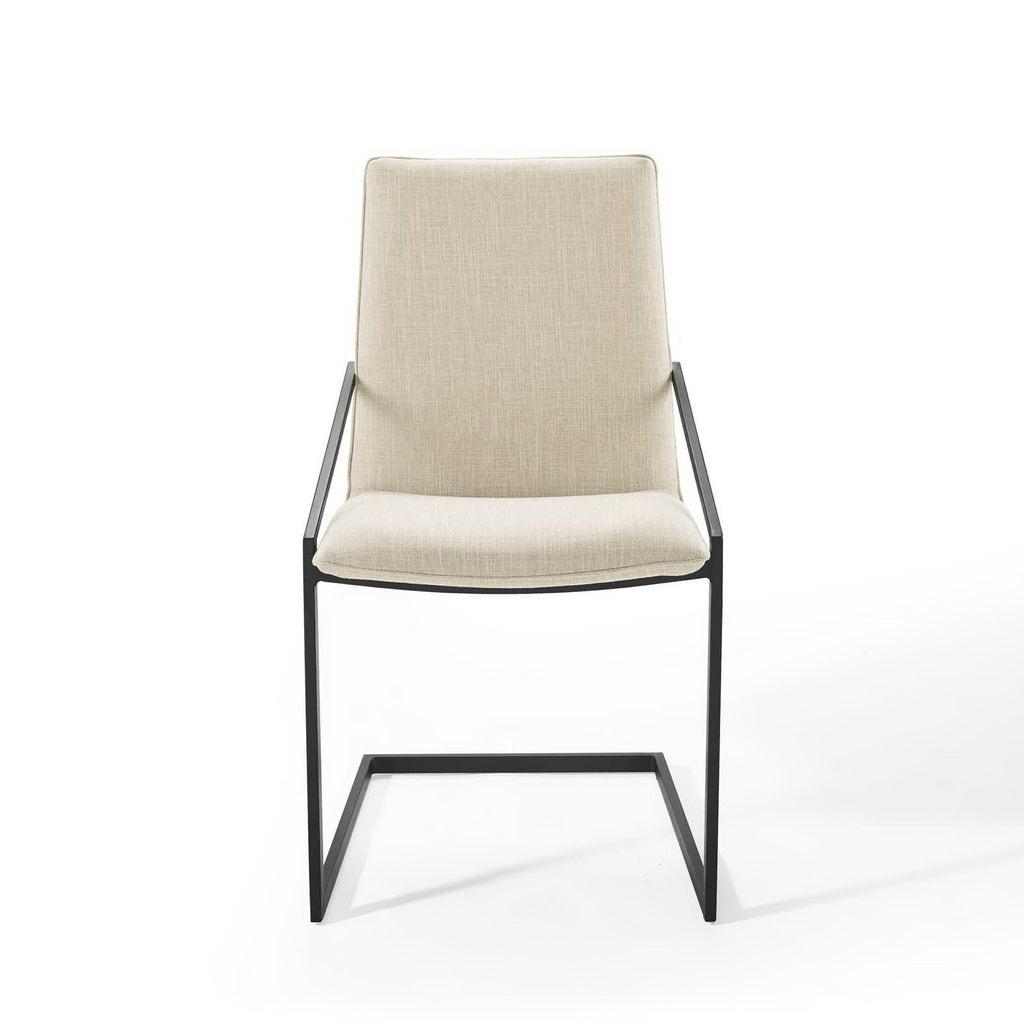 Pitch Upholstered Fabric Dining Armchair - Black Beige