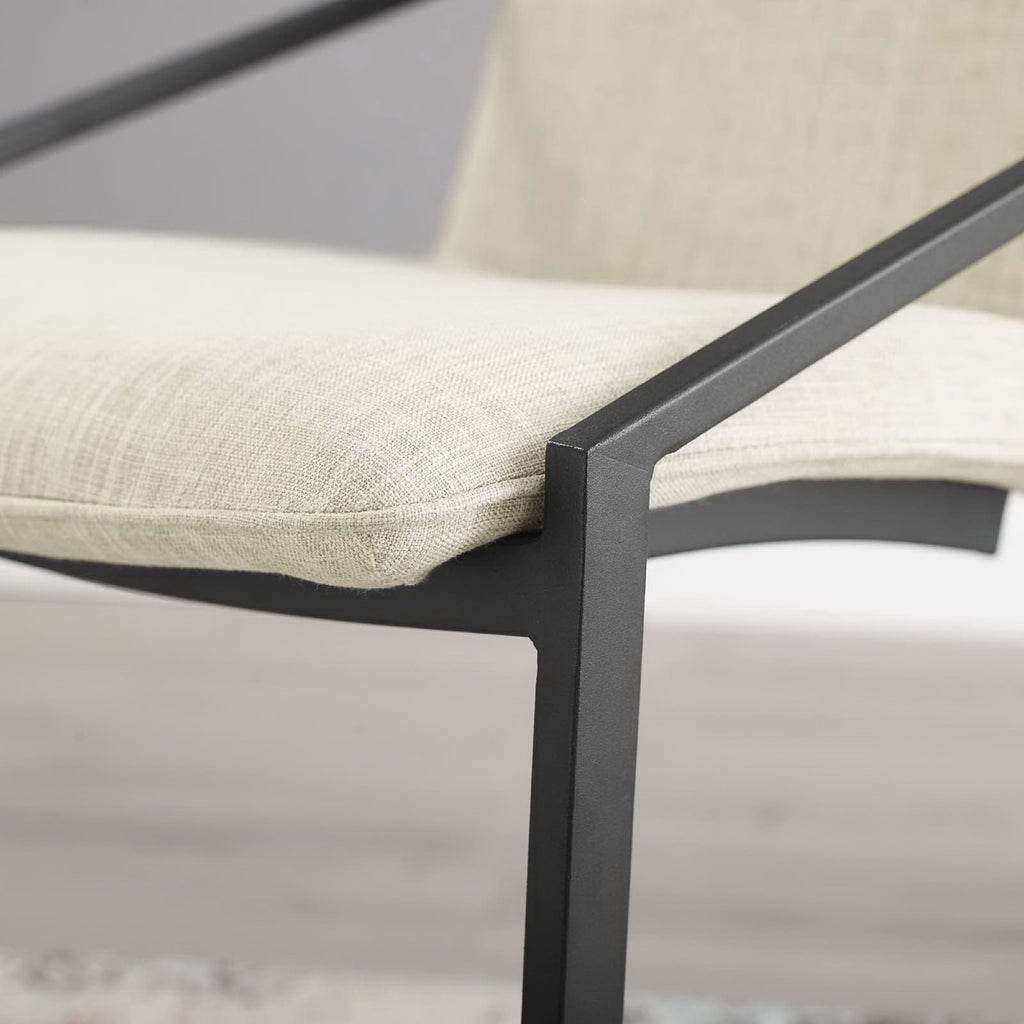 Pitch Upholstered Fabric Dining Armchair - Black Beige