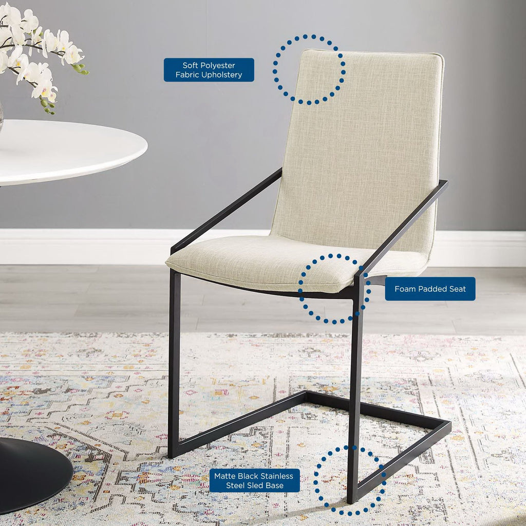 Pitch Upholstered Fabric Dining Armchair - Black Beige