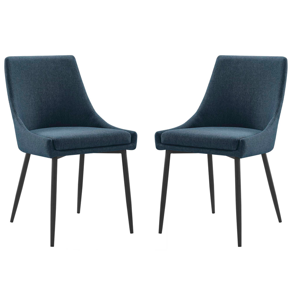 Viscount Upholstered Fabric Dining Chairs Set of 2 - Black Azure