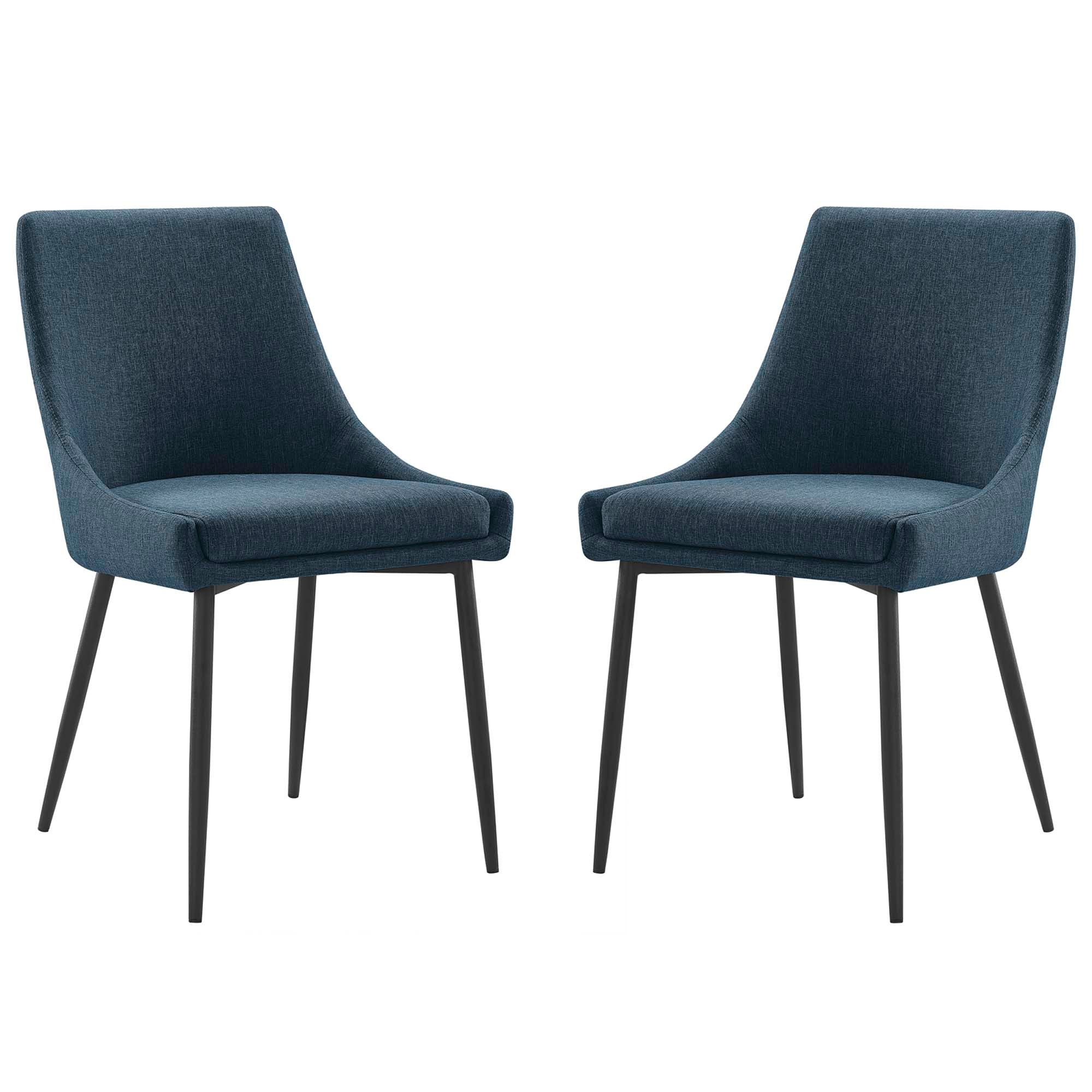Viscount Upholstered Fabric Dining Chairs Set of 2 - Black Azure