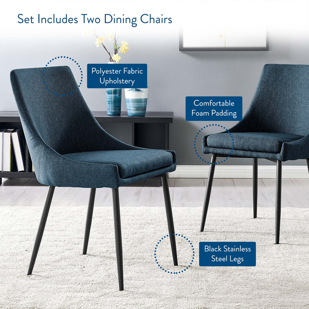 Viscount Upholstered Fabric Dining Chairs Set of 2 - Black Azure