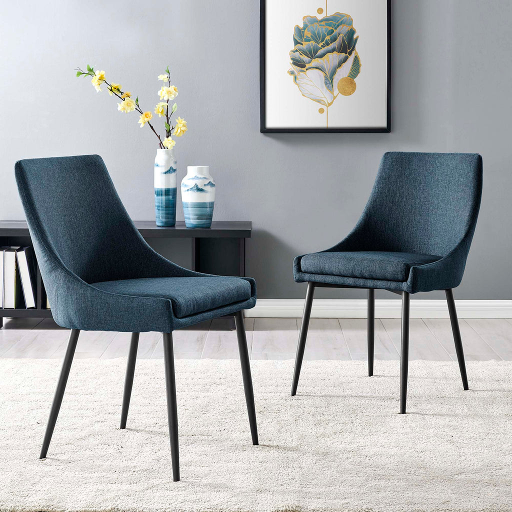 Viscount Upholstered Fabric Dining Chairs Set of 2 - Black Azure