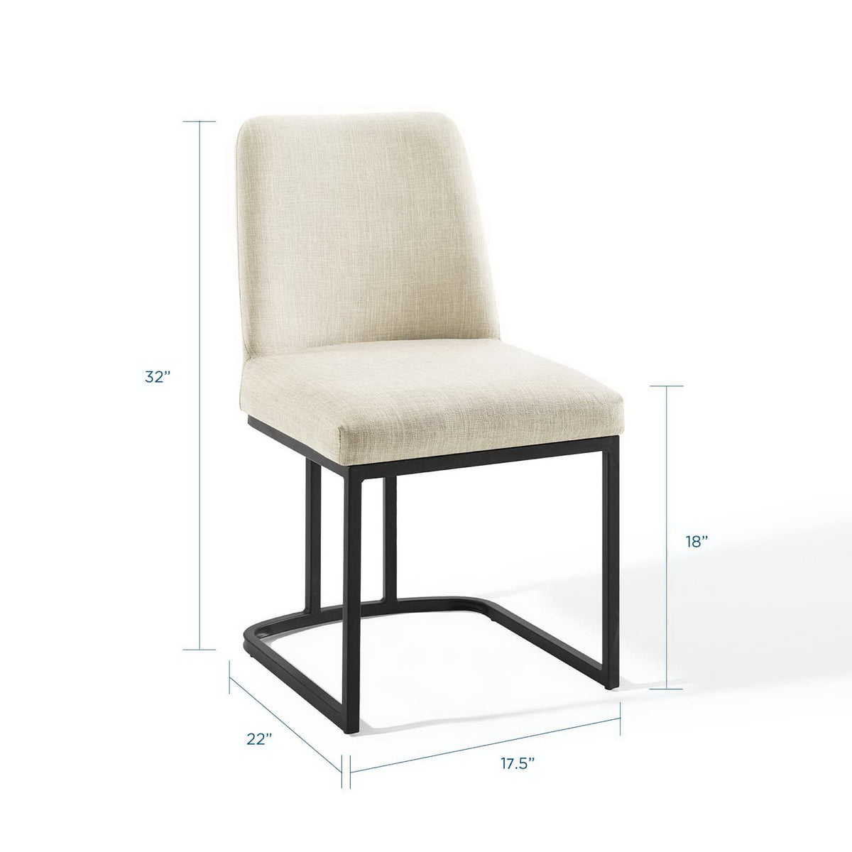 Amplify Sled Base Upholstered Fabric Dining Side Chair - Black Beige