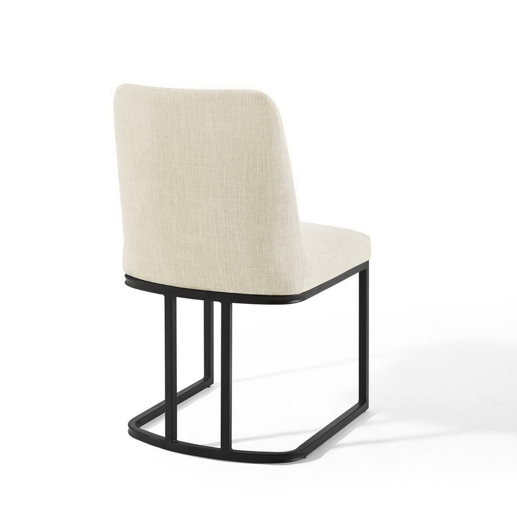 Amplify Sled Base Upholstered Fabric Dining Side Chair - Black Beige