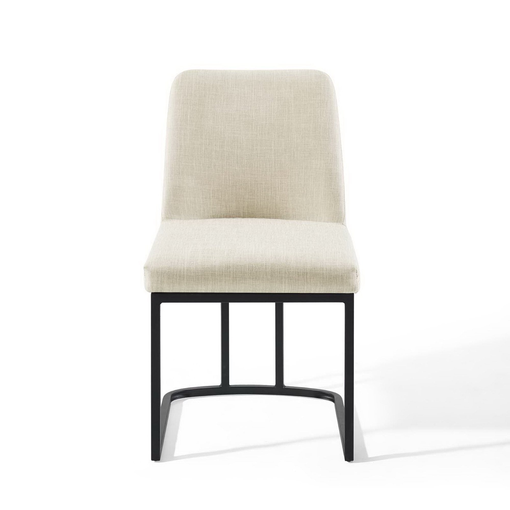 Amplify Sled Base Upholstered Fabric Dining Side Chair - Black Beige