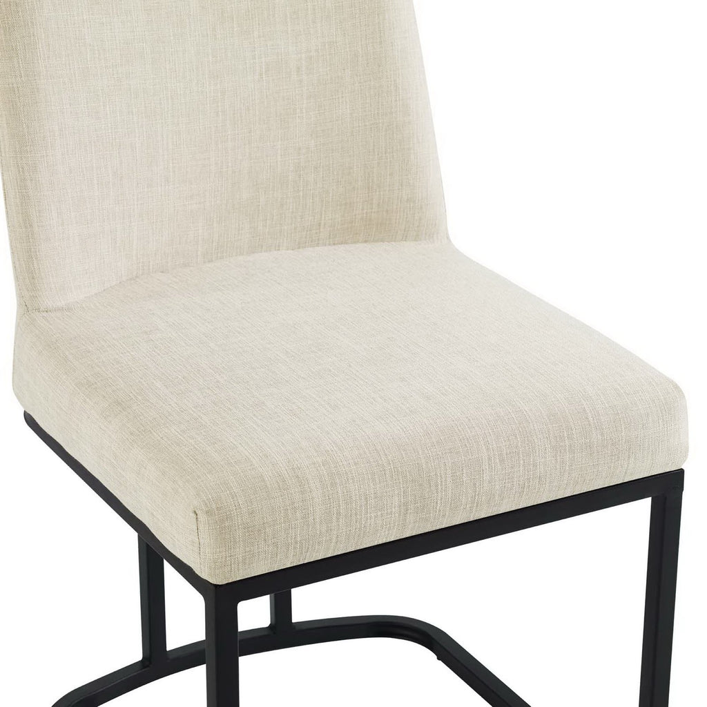 Amplify Sled Base Upholstered Fabric Dining Side Chair - Black Beige