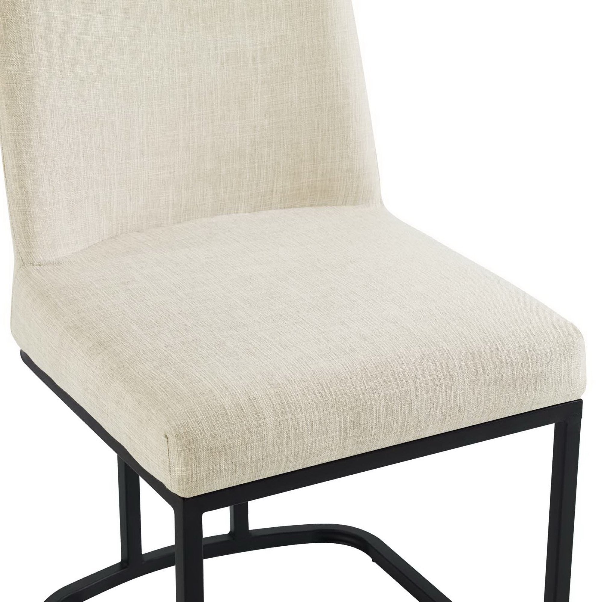 Amplify Sled Base Upholstered Fabric Dining Side Chair - Black Beige