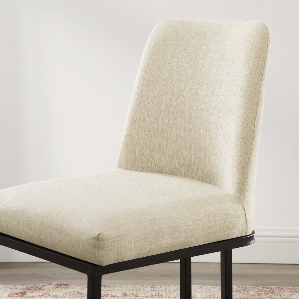 Amplify Sled Base Upholstered Fabric Dining Side Chair - Black Beige