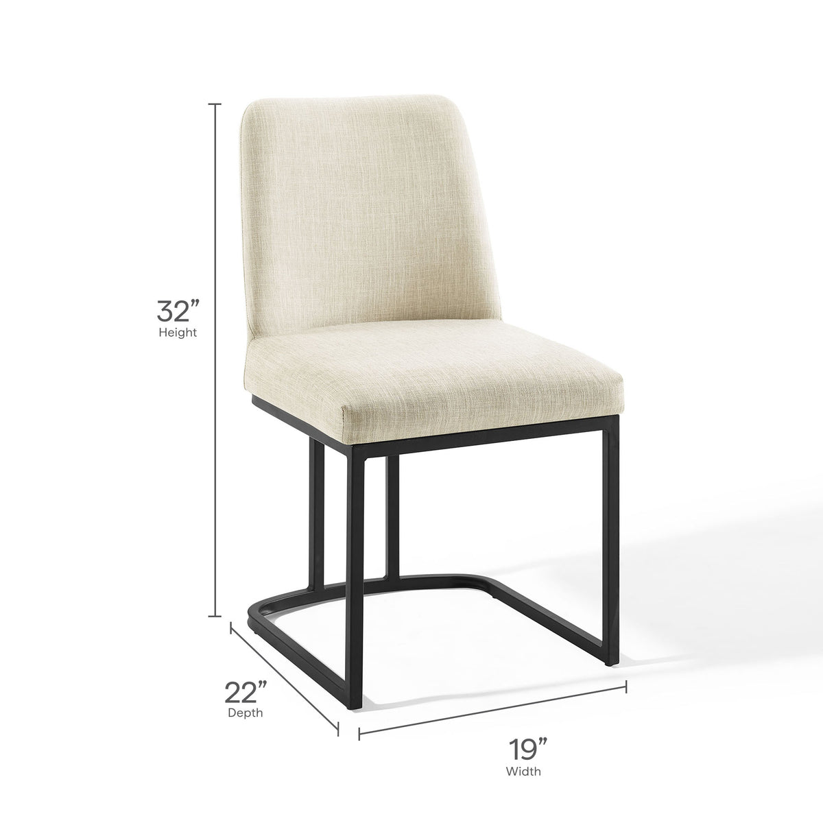 Amplify Sled Base Upholstered Fabric Dining Side Chair - Black Beige