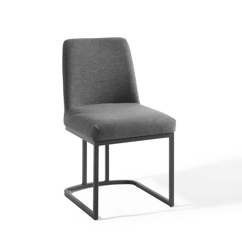 Amplify Sled Base Upholstered Fabric Dining Side Chair - Black Charcoal