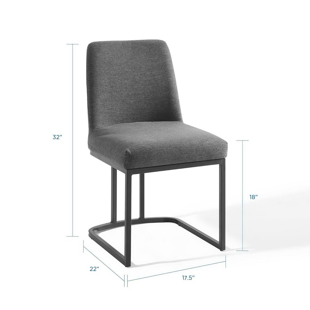 Amplify Sled Base Upholstered Fabric Dining Side Chair - Black Charcoal