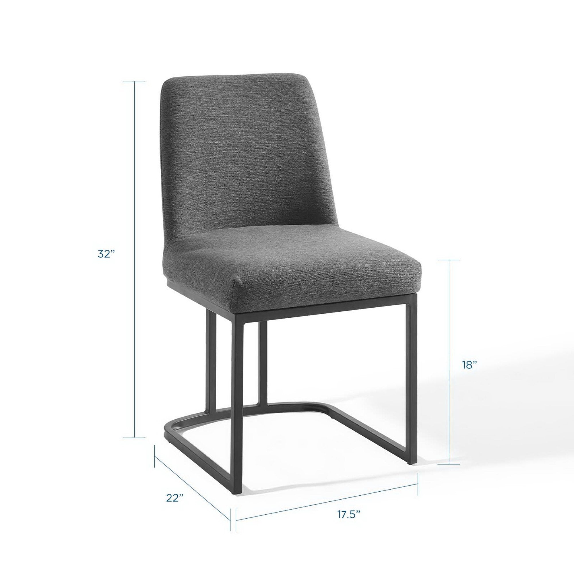 Amplify Sled Base Upholstered Fabric Dining Side Chair - Black Charcoal