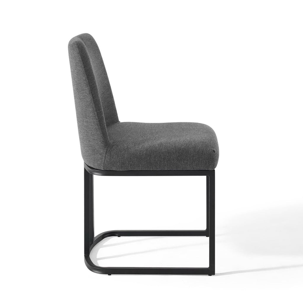 Amplify Sled Base Upholstered Fabric Dining Side Chair - Black Charcoal