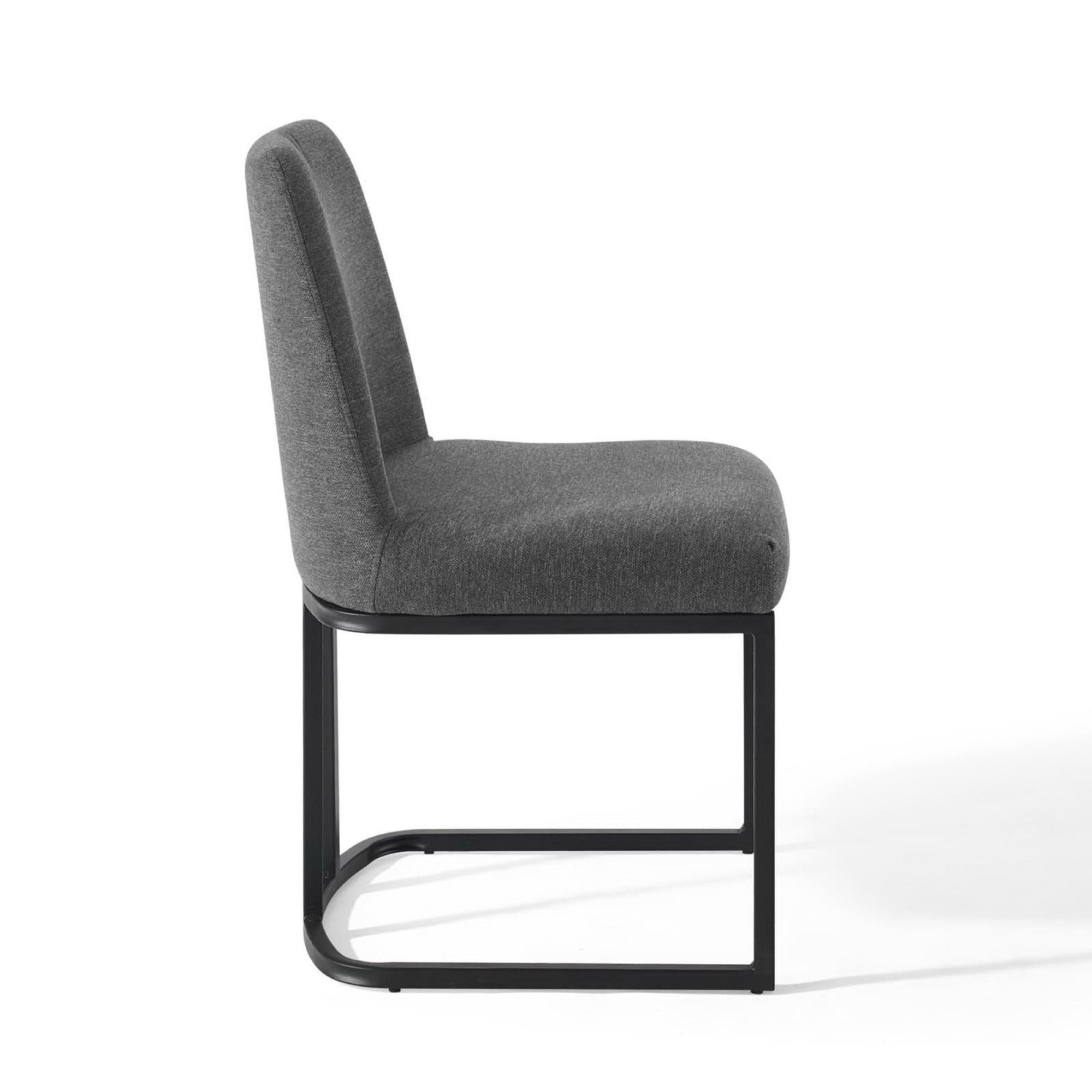 Amplify Sled Base Upholstered Fabric Dining Side Chair - Black Charcoal