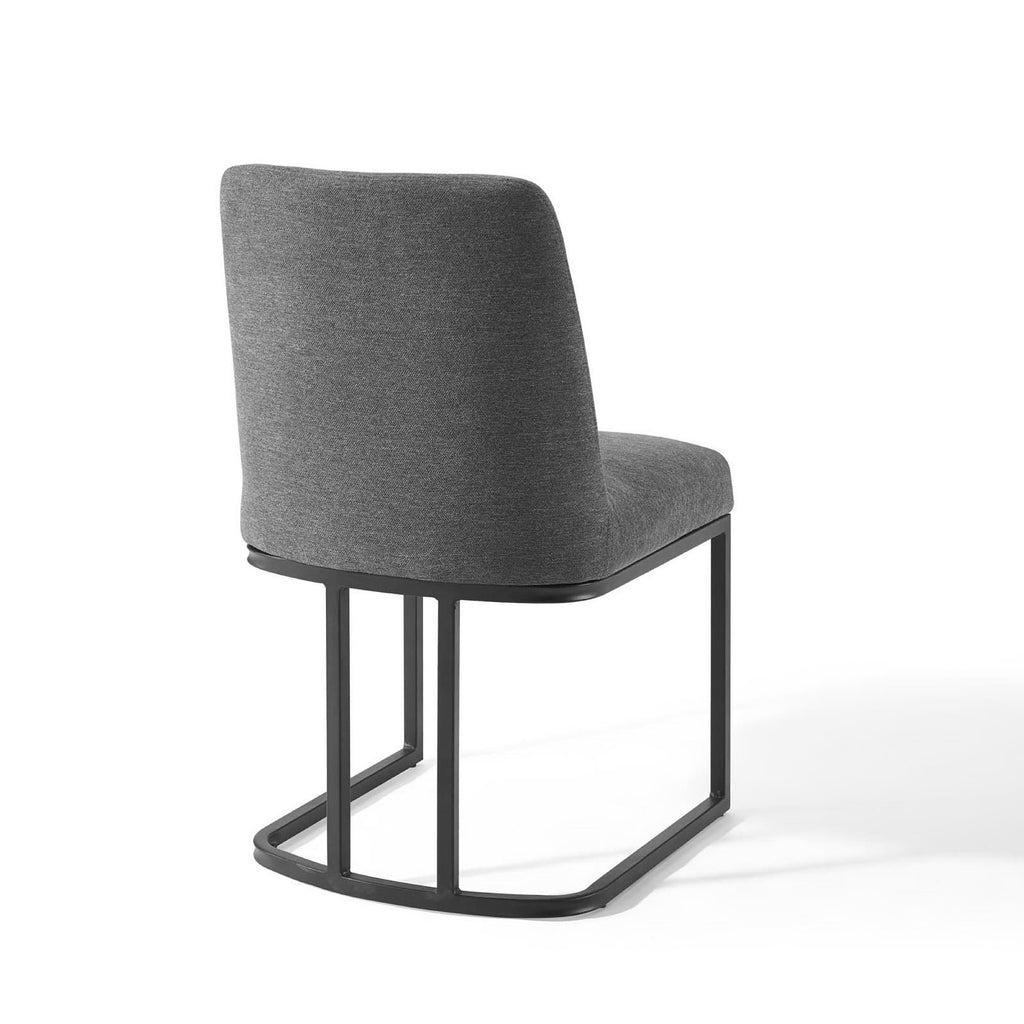 Amplify Sled Base Upholstered Fabric Dining Side Chair - Black Charcoal