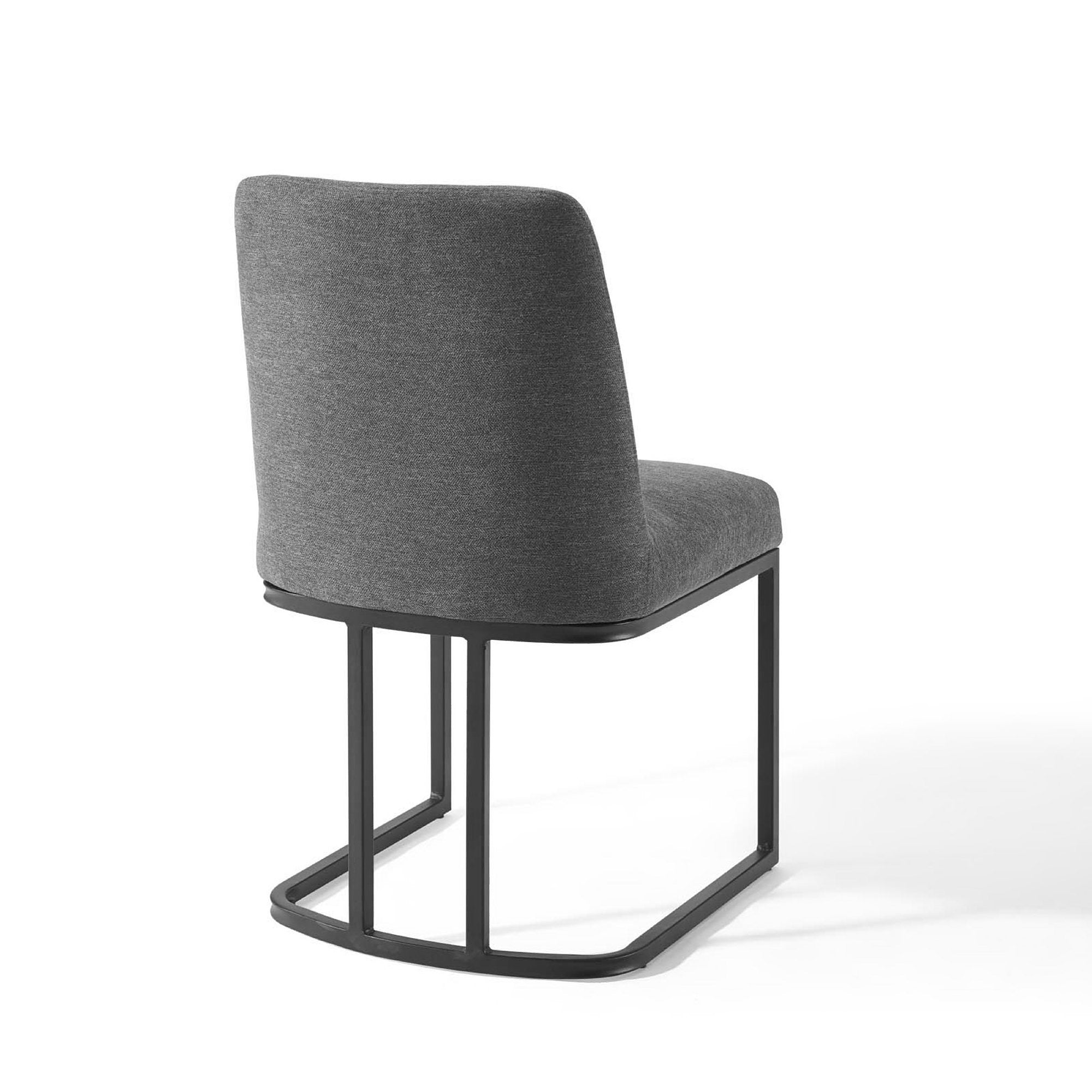 Amplify Sled Base Upholstered Fabric Dining Side Chair - Black Charcoal