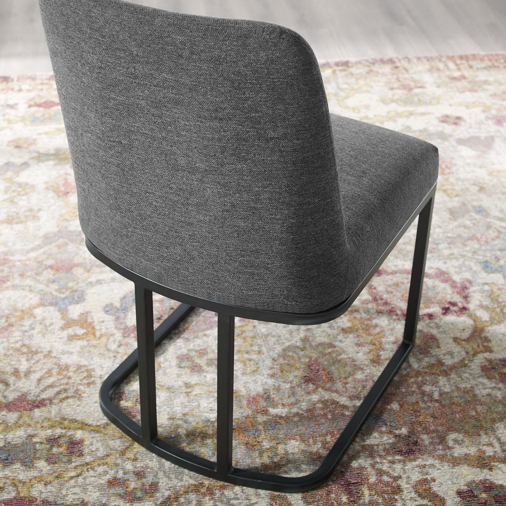 Amplify Sled Base Upholstered Fabric Dining Side Chair - Black Charcoal