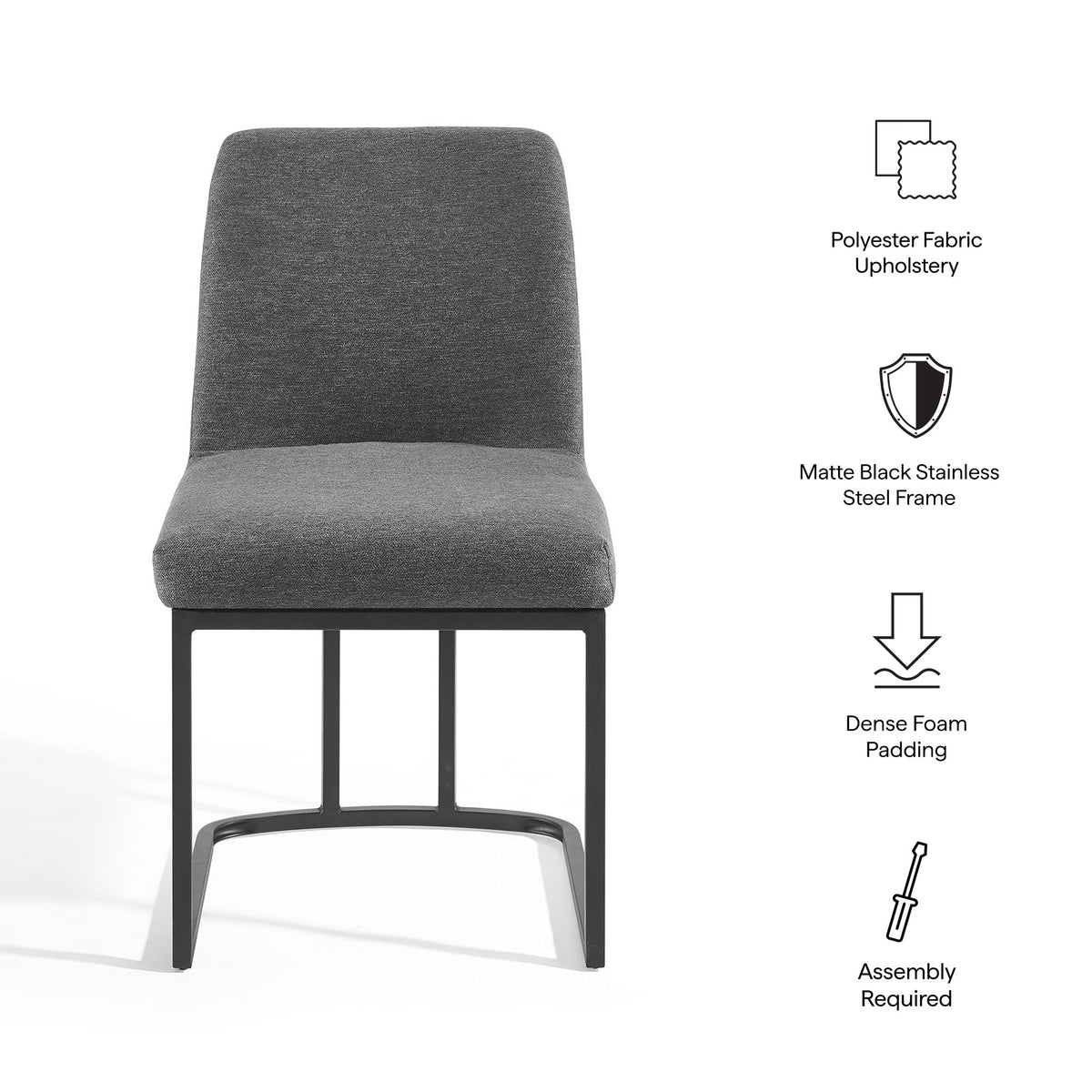 Amplify Sled Base Upholstered Fabric Dining Side Chair - Black Charcoal