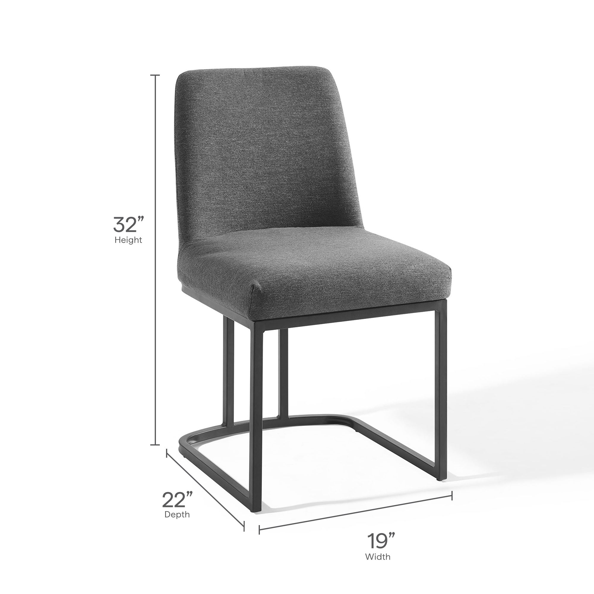 Amplify Sled Base Upholstered Fabric Dining Side Chair - Black Charcoal