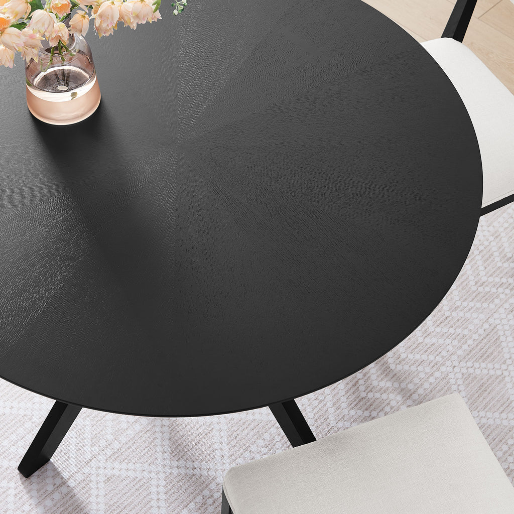 Crossroads 47" Round Wood Dining Table - Black