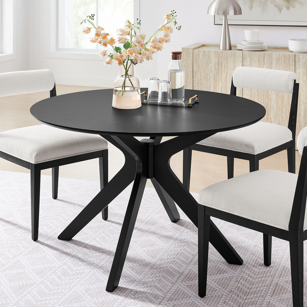 Crossroads 47" Round Wood Dining Table - Black