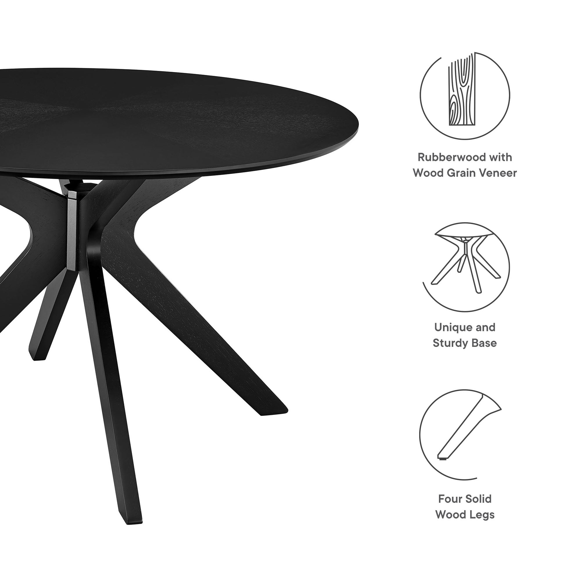 Crossroads 47" Round Wood Dining Table - Black