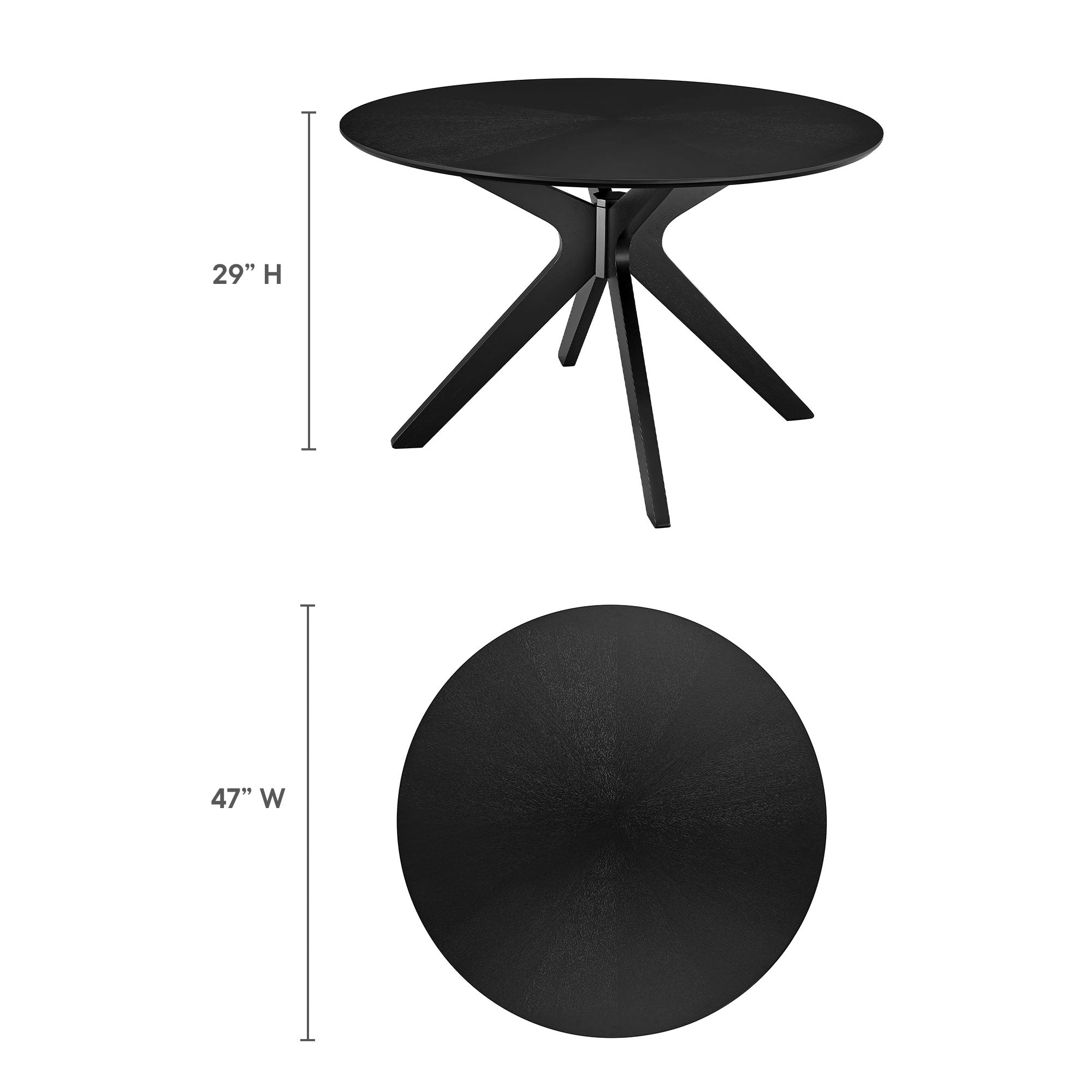 Crossroads 47" Round Wood Dining Table - Black