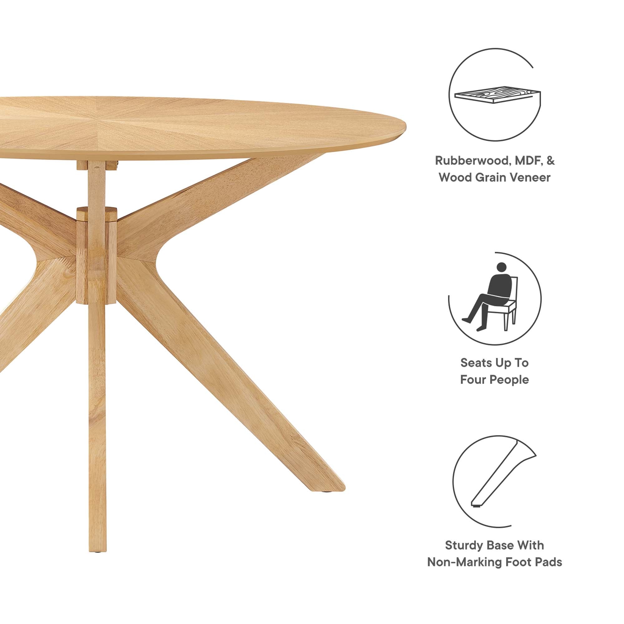 Crossroads 47" Round Wood Dining Table - Oak