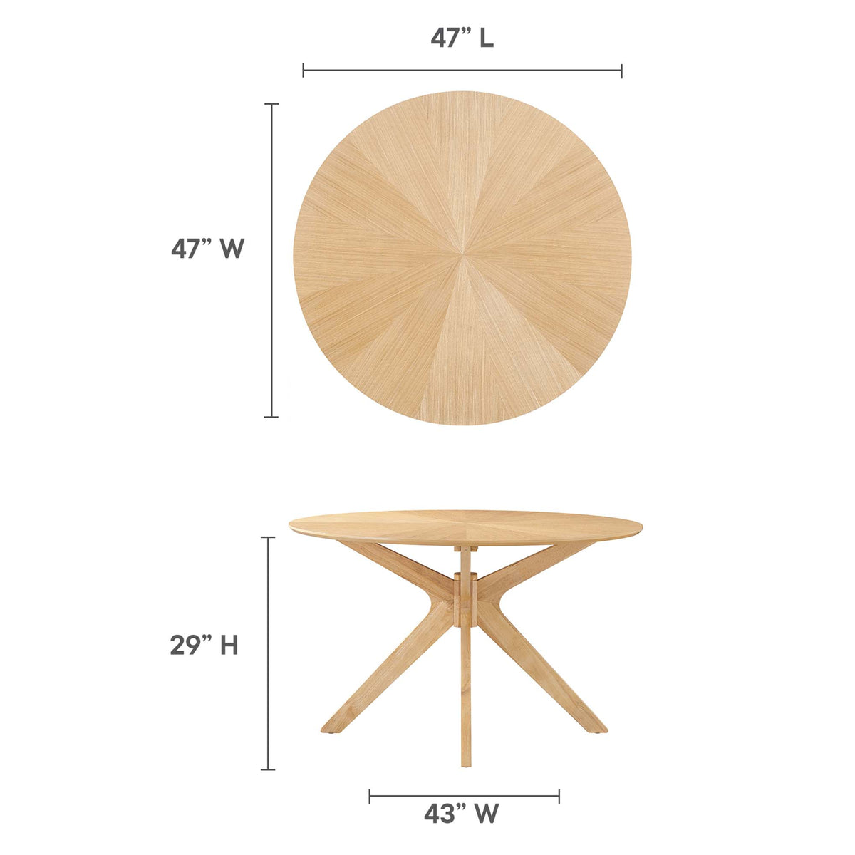 Crossroads 47" Round Wood Dining Table - Oak