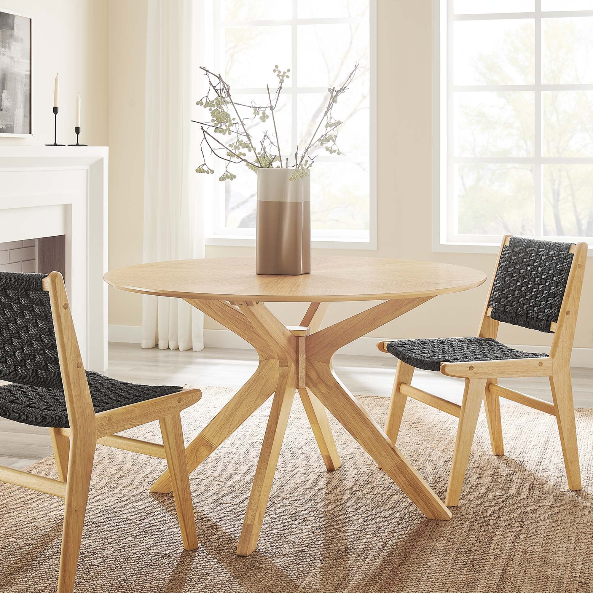 Crossroads 47" Round Wood Dining Table - Oak