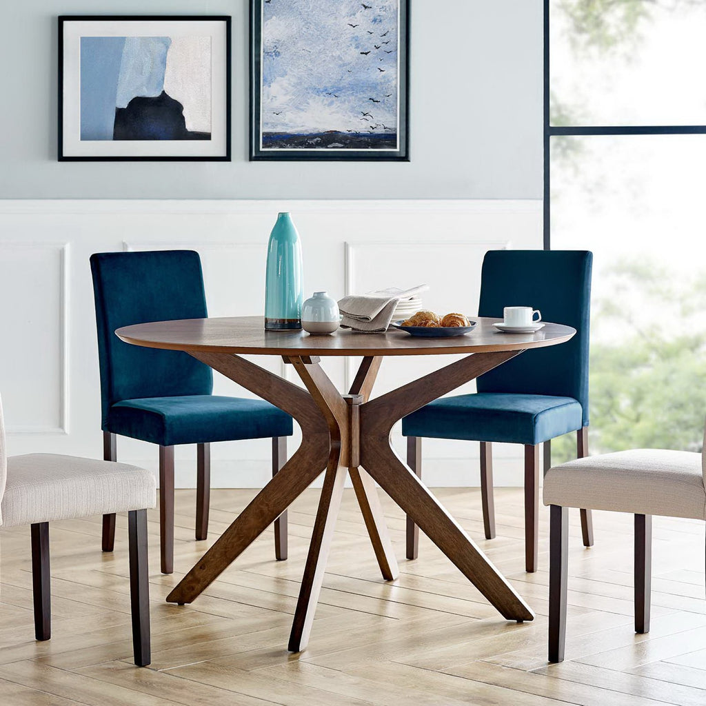 Crossroads 47" Round Wood Dining Table - Walnut