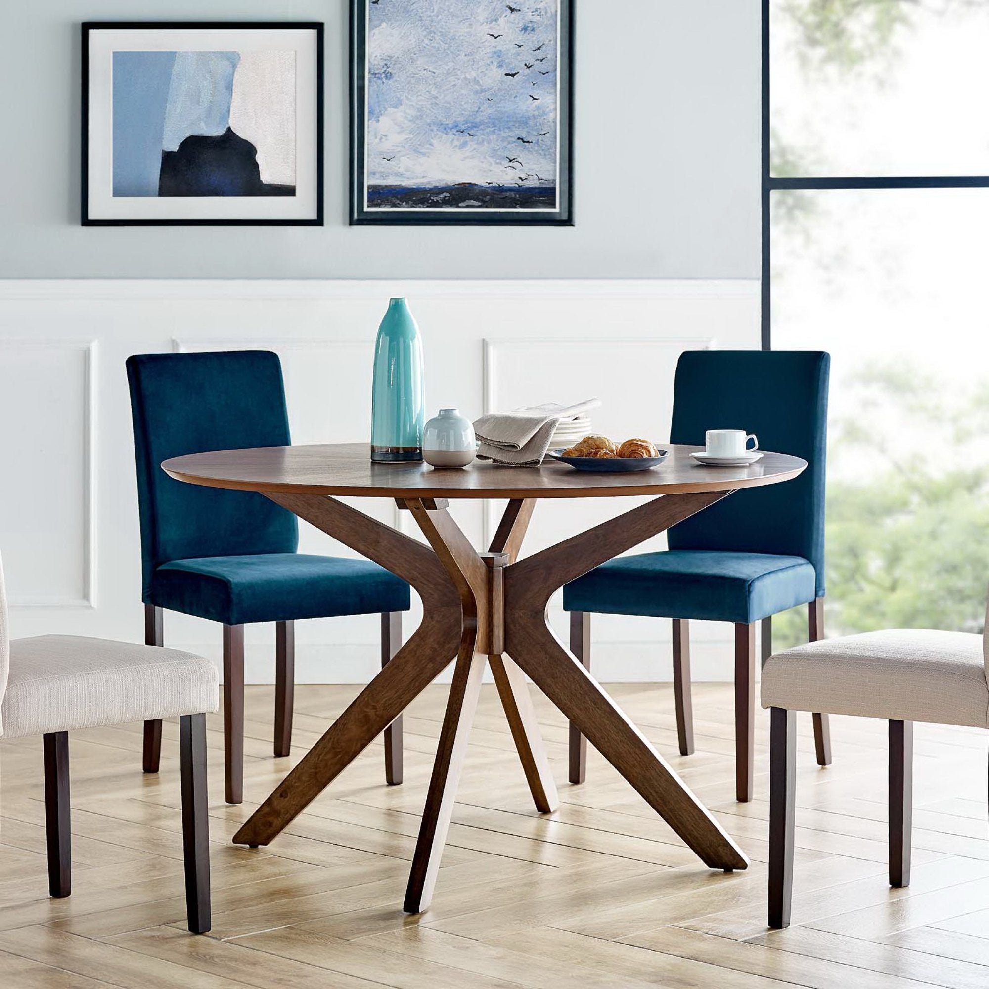 Crossroads 47" Round Wood Dining Table - Walnut