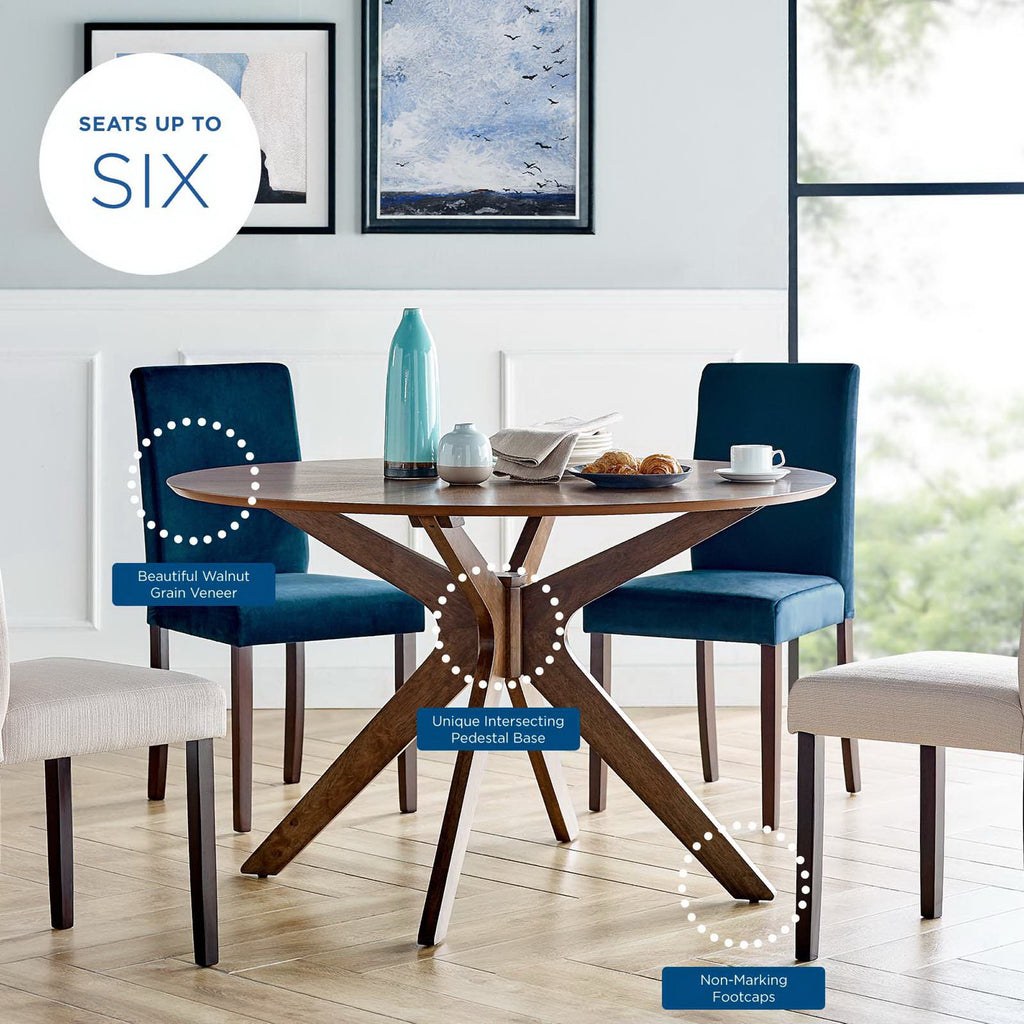 Crossroads 47" Round Wood Dining Table - Walnut