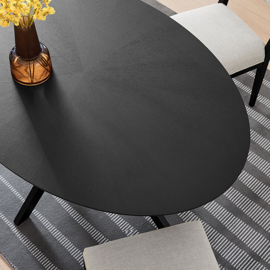 Crossroads 63" Oval Wood Dining Table - Black