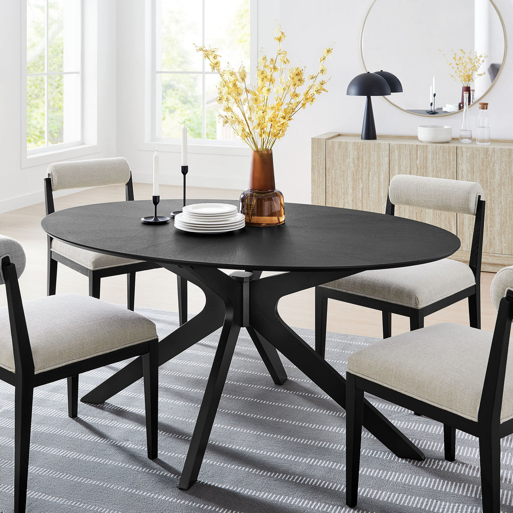 Crossroads 63" Oval Wood Dining Table - Black