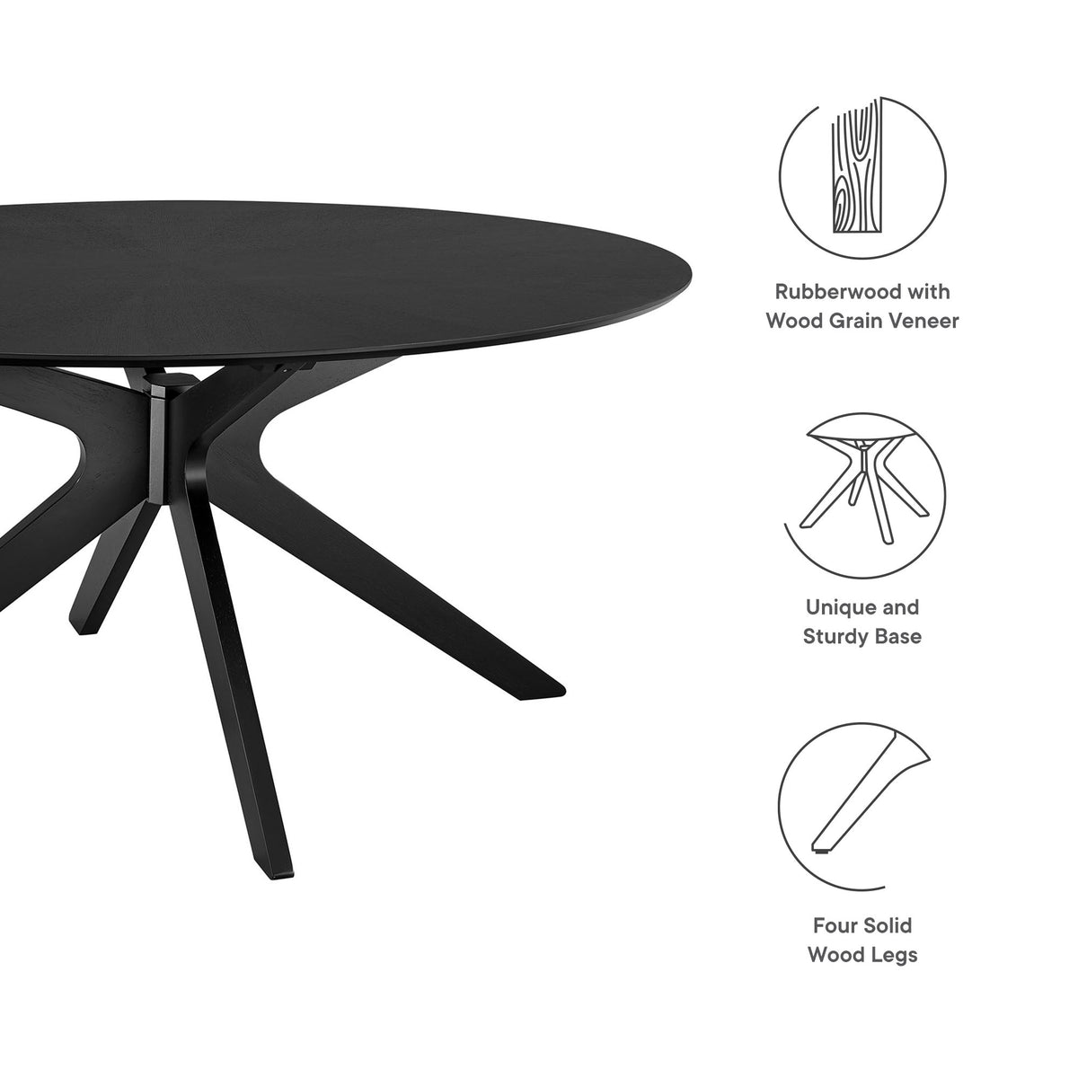 Crossroads 63" Oval Wood Dining Table - Black