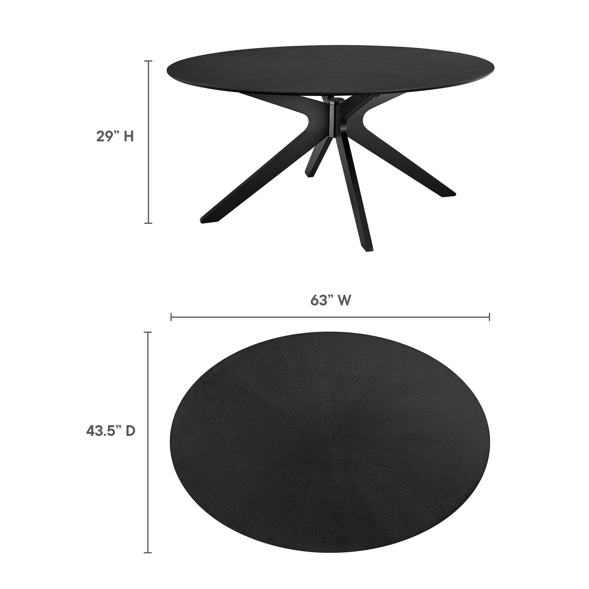 Crossroads 63" Oval Wood Dining Table - Black