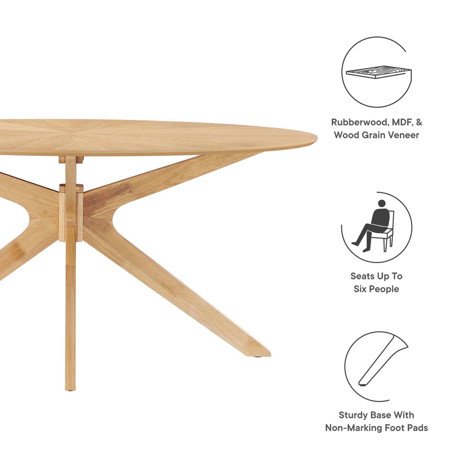 Crossroads 63" Oval Wood Dining Table - Oak