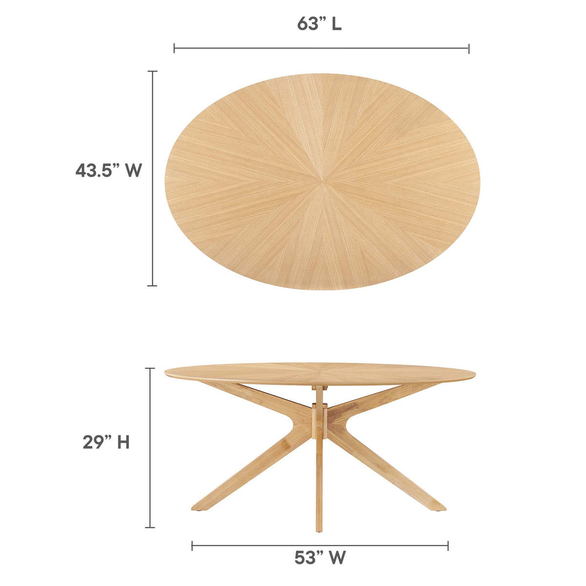 Crossroads 63" Oval Wood Dining Table - Oak