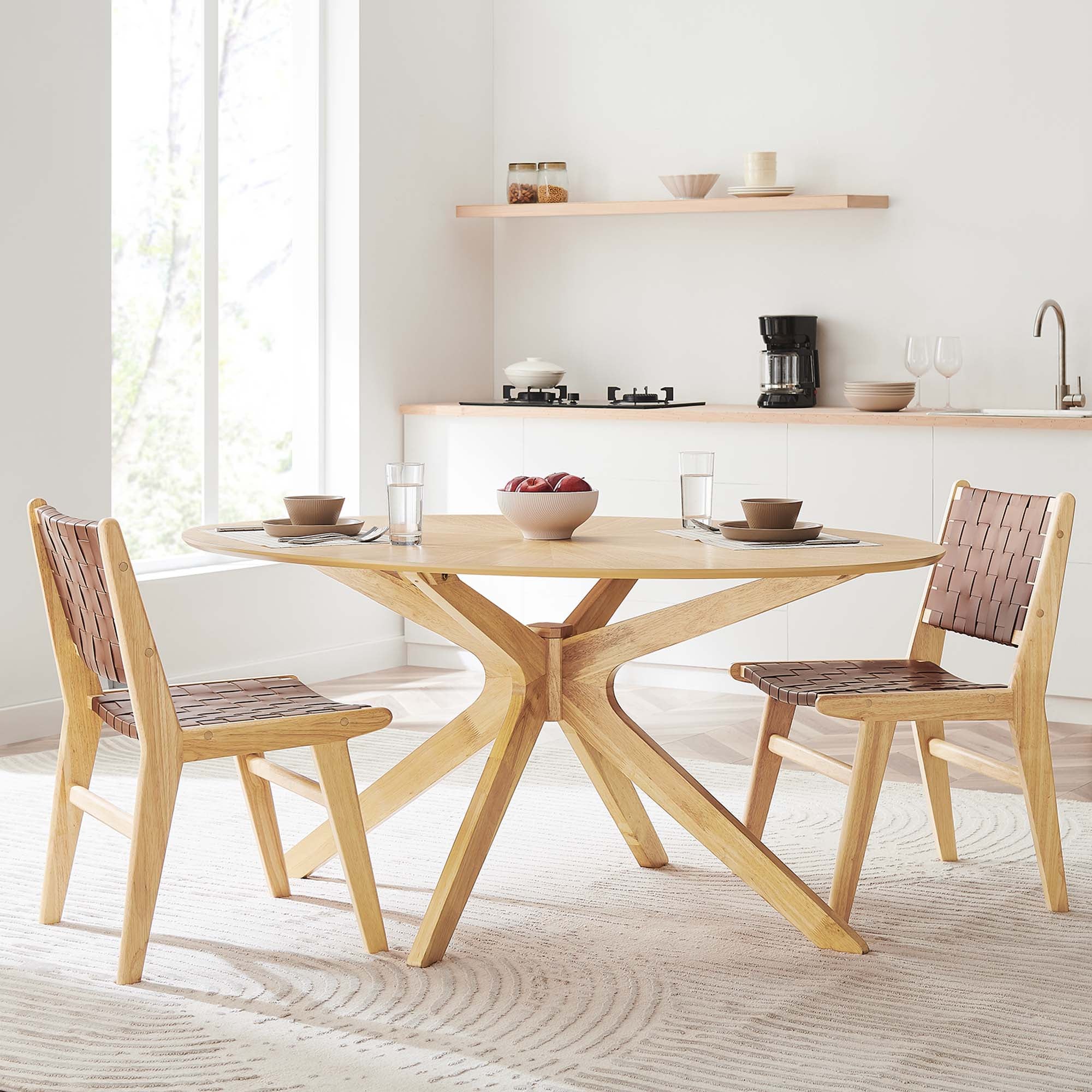 Crossroads 63" Oval Wood Dining Table - Oak