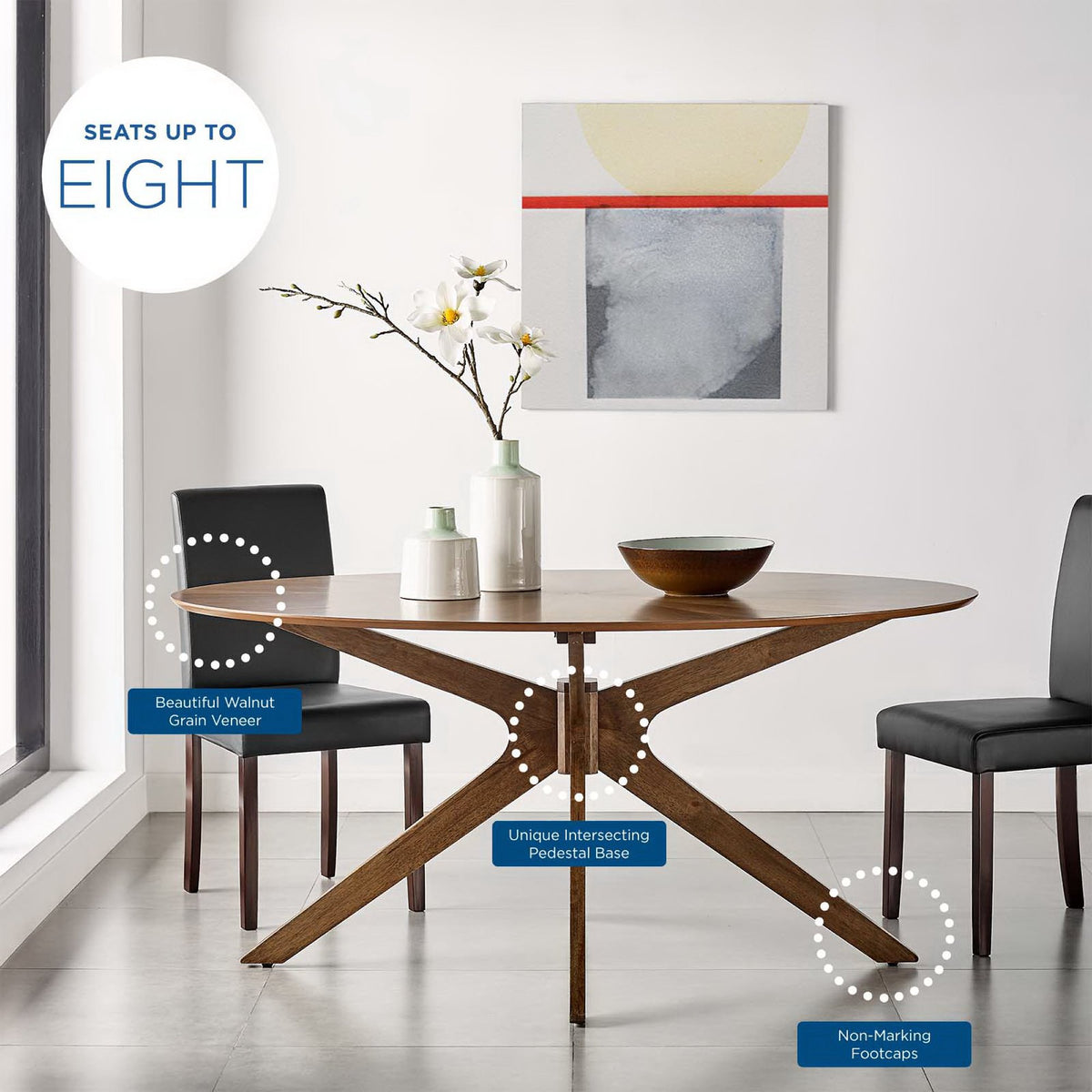 Crossroads 63" Oval Wood Dining Table - Walnut