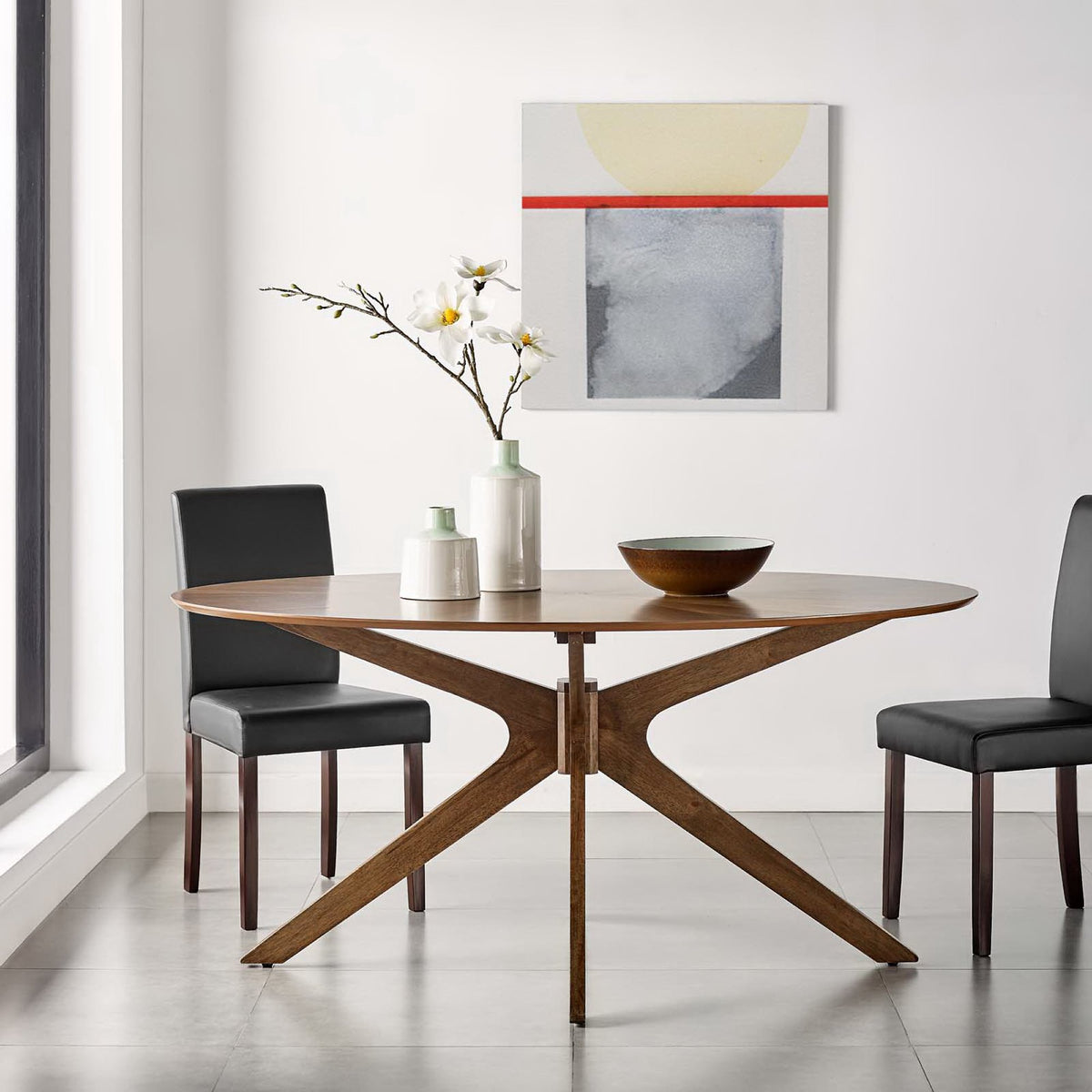 Crossroads 63" Oval Wood Dining Table - Walnut